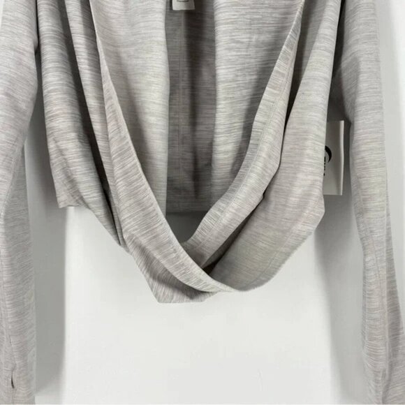 Zyia Active Yoga Shawl S - M Pullover Sweatshirt Hazer Grey Tan - Picture 8 of 8